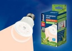 Uniel лампа св/д для растений A60 E27 10W прозрач. LED-A60-10W/SPFR/E27/CL PLP01WH